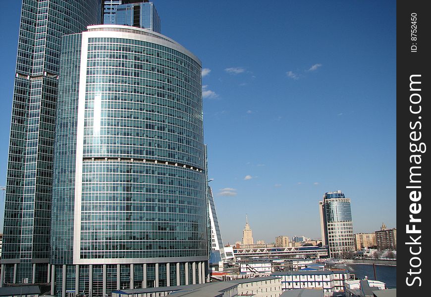 Business center in Moscow city, daytime view. Business center in Moscow city, daytime view.