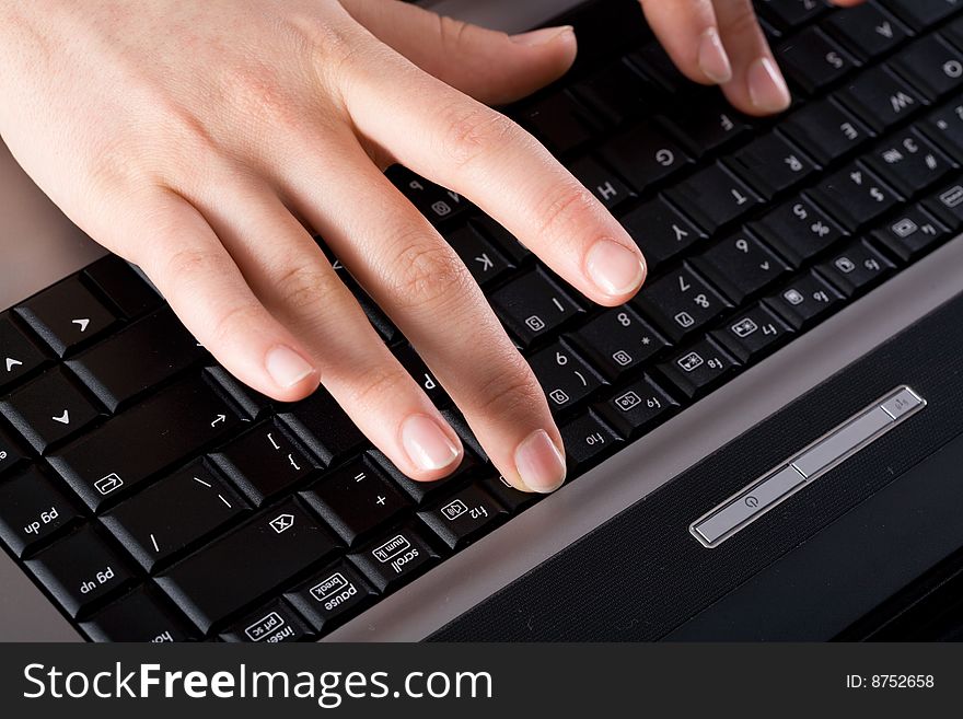 Image womanï¿½s hands working on the laptop