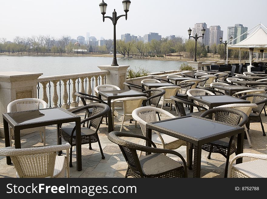 A line tables with chairs