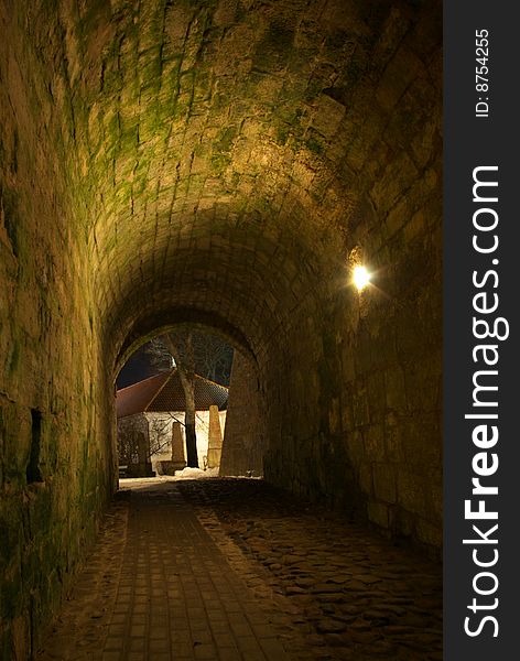 Nighttime Archway To Kuressaare Castle Yard