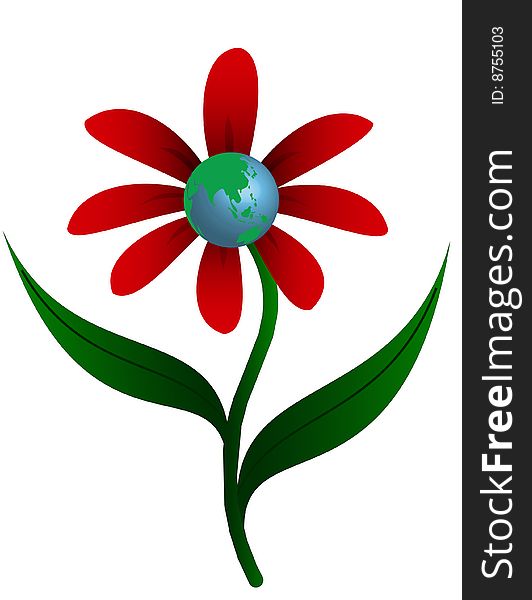 Red flower with planet