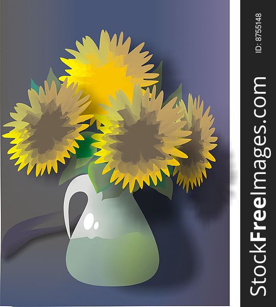 Image. Sun flower  at vase. Image. Sun flower  at vase