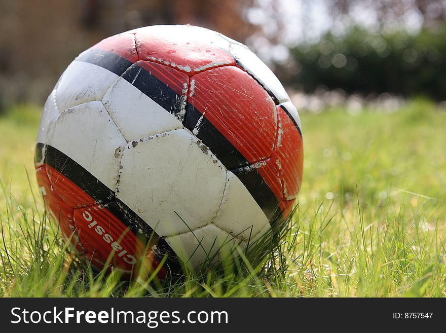 Old and worn down soccer ball.