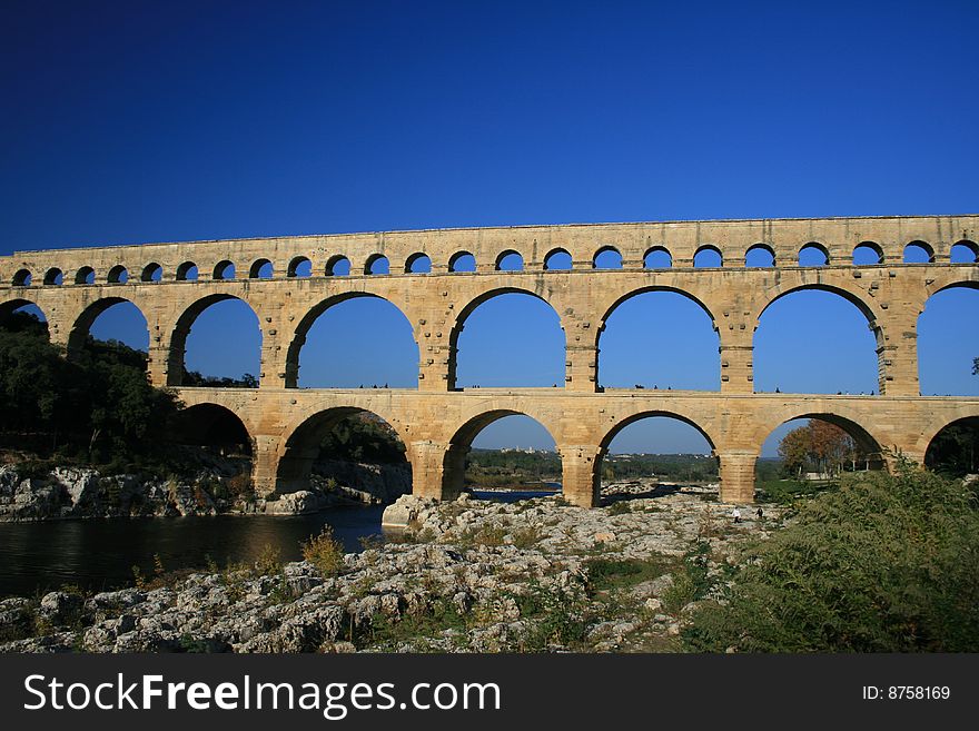 Pont du Gard Roman aqueduct in southern France