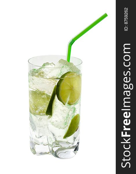 Сocktail, lime and ice.