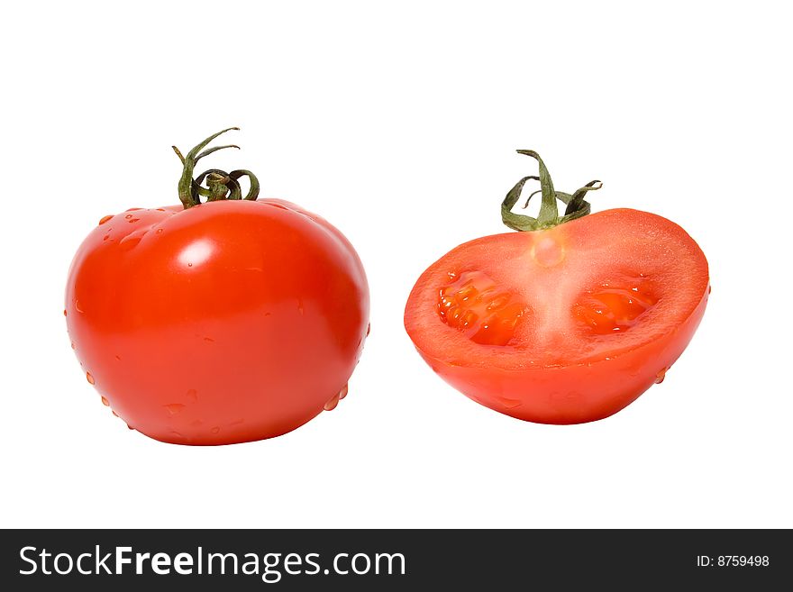 Two tomato. Isolated on white