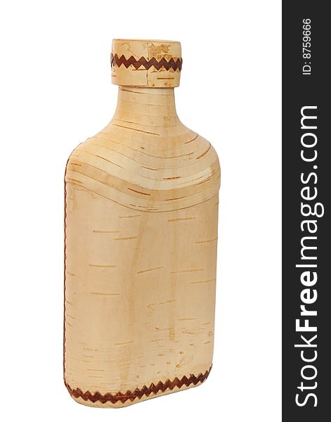 Wooden Bottle On White