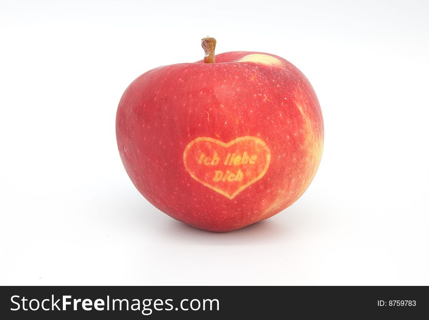 An Apple with the Spelling I love you on it. An Apple with the Spelling I love you on it.