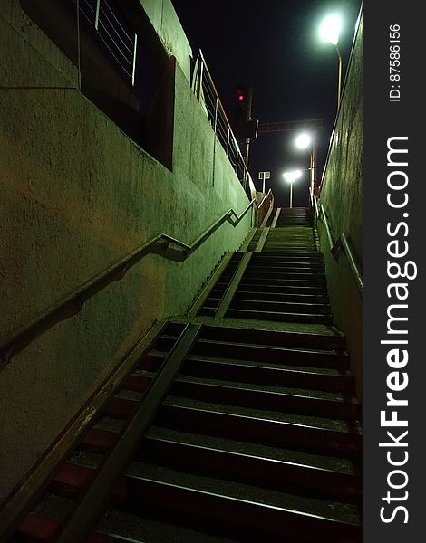 Light, Stairs, Line, Tints and shades, Symmetry, Street light