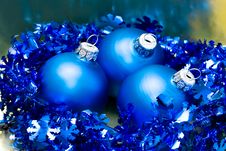 Beautiful Blue Christmas Balls Royalty Free Stock Photos