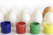 Eggs And Paints, Preparation For Easter Royalty Free Stock Photo