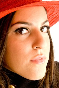 Young Model Posing With Red Hat Stock Images Young Model Posing With Red Hat Stock Images