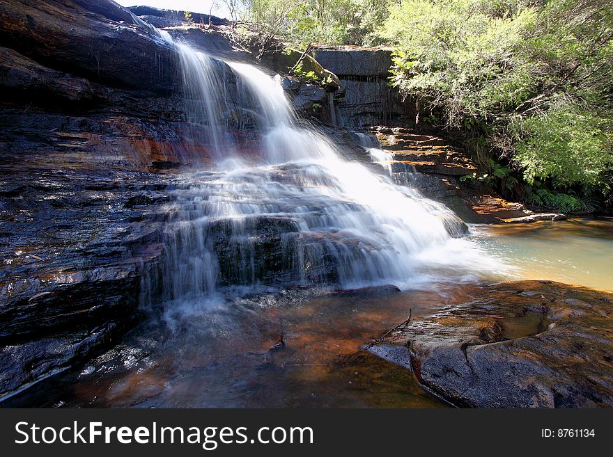 One of many waterfalls in Blue Mountains NSW Australia place is called Wentworth Falls. One of many waterfalls in Blue Mountains NSW Australia place is called Wentworth Falls