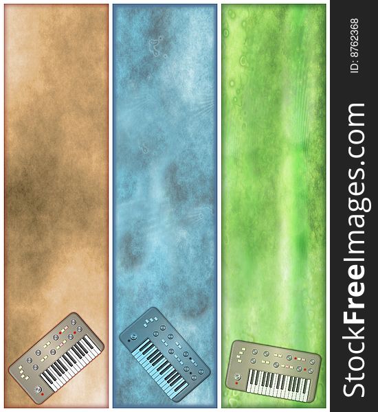 Grungy Vertical Retro Synth Banners