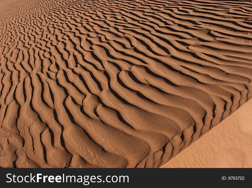 Play of the light and shade on dune surface. Namibia.