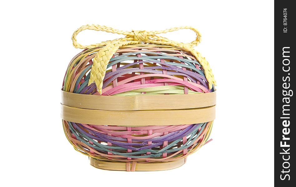 Pastel wicker easter basket with bow that opens up