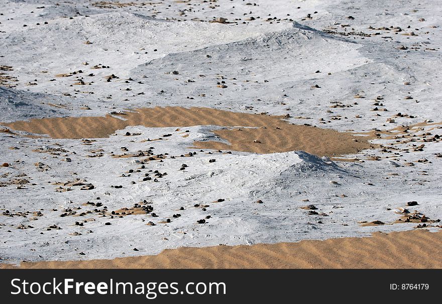 White stony waves. Sahara, Western Desert, Egypt.