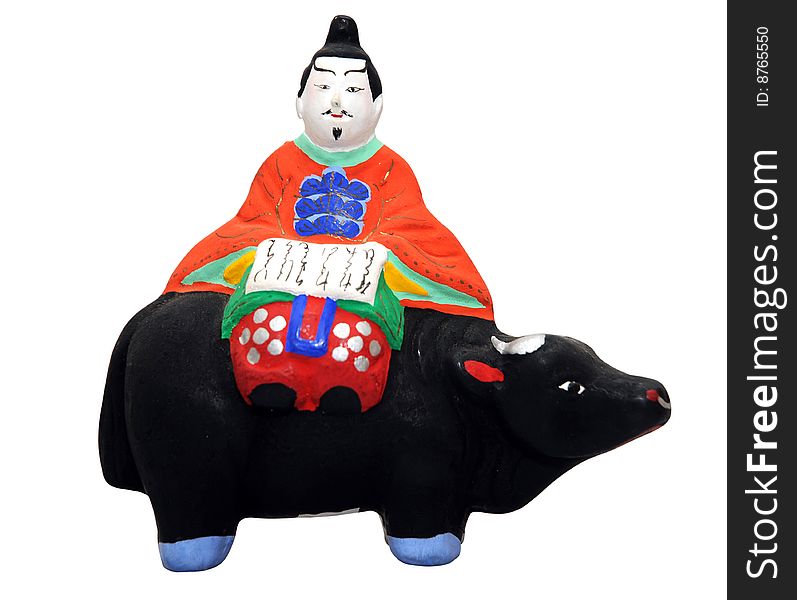 Traditional Japanese doll on isolated background