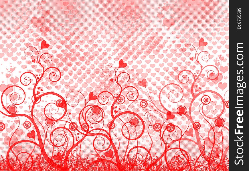 Red ial abstraction as beautiful hearts