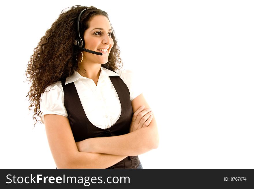 Fashionable Woman Wearing Headset