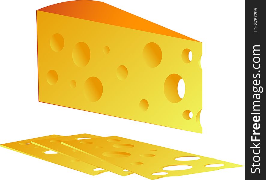 Cheese, isolated on white, vector, eps 8 format