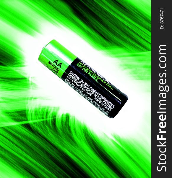Green battery on a green waves