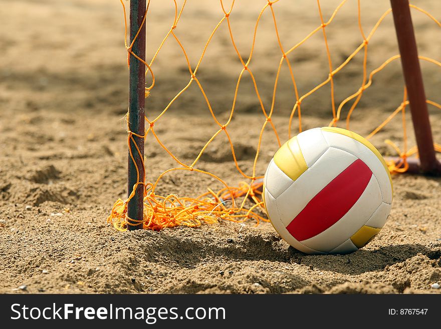 Goal on the beach with a volleyball. Goal on the beach with a volleyball