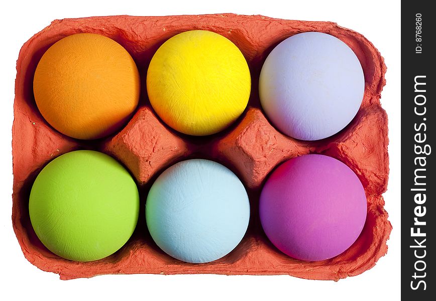 Colorful easter eggs in colorful caps