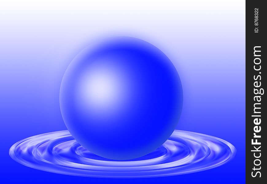 Blue ball in the liquid