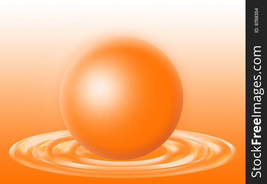 Abstract illustration of a sphere which flows into the liquid of the same color. Abstract illustration of a sphere which flows into the liquid of the same color