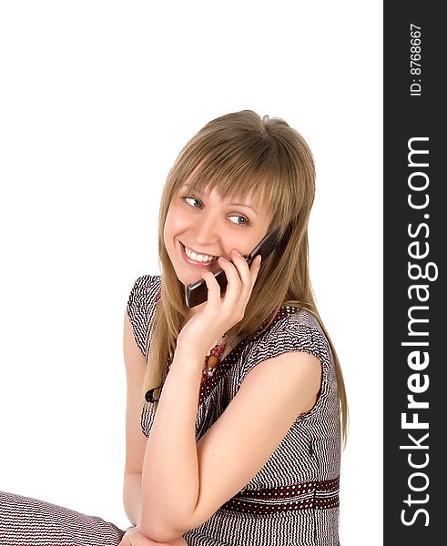 Woman Listens On A Mobile Phone