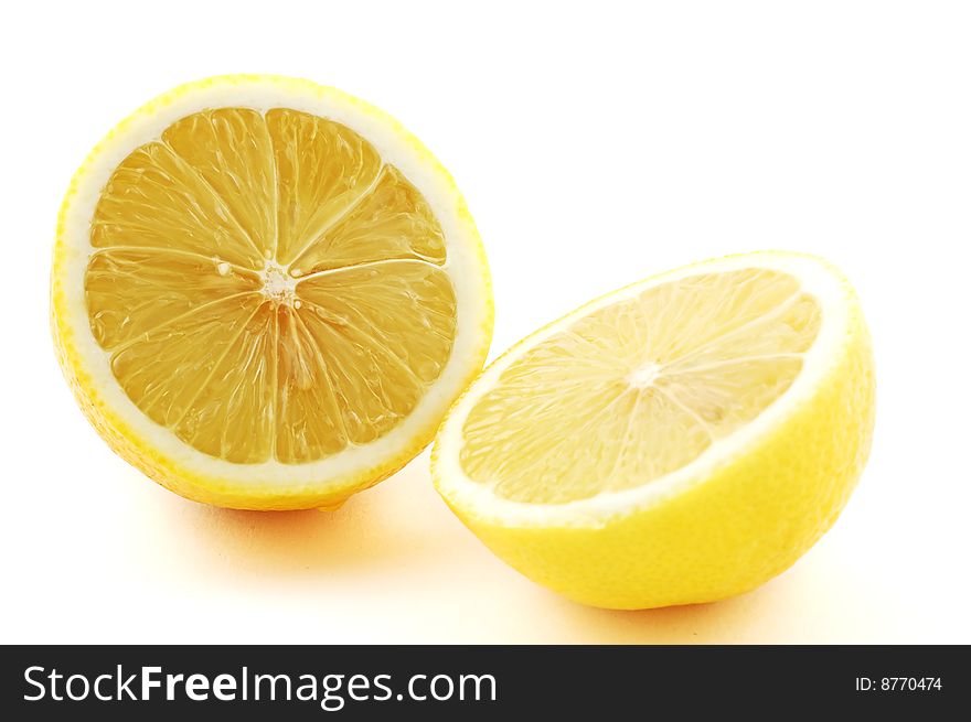 Lemon cut on a white background