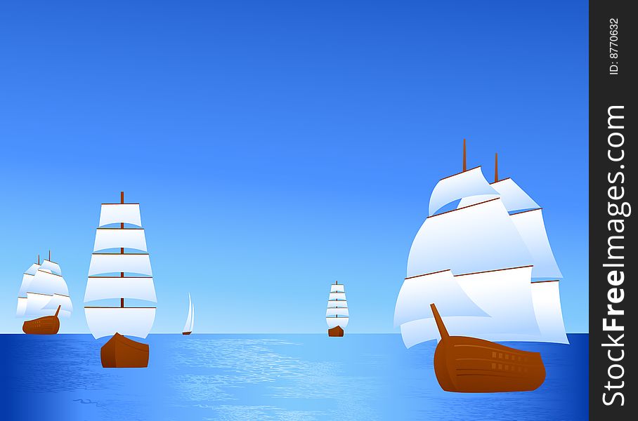 Ship in the ocean, vector illustration, AI file included