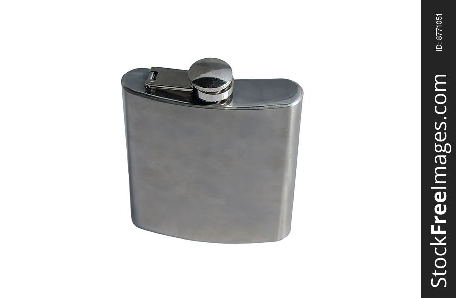Metal flask on white background, isolated