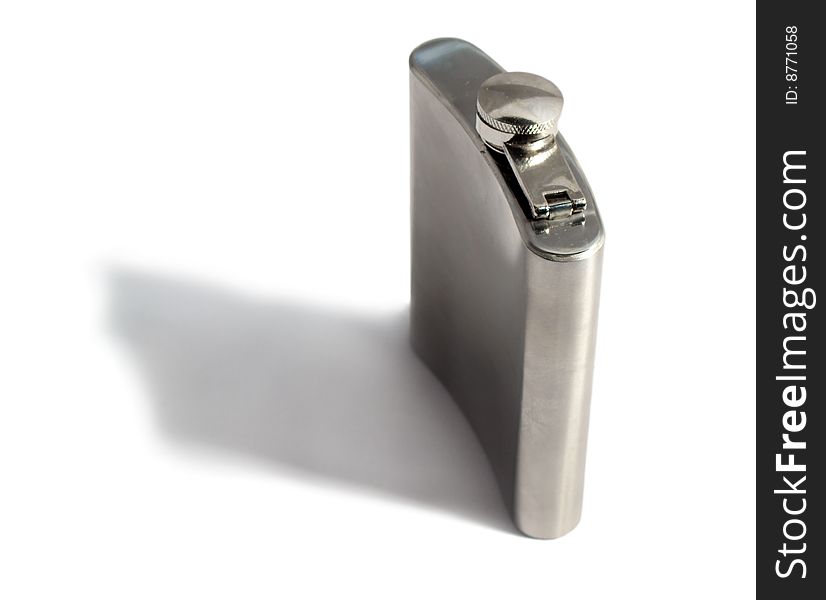 Metal flask on white background, isolated