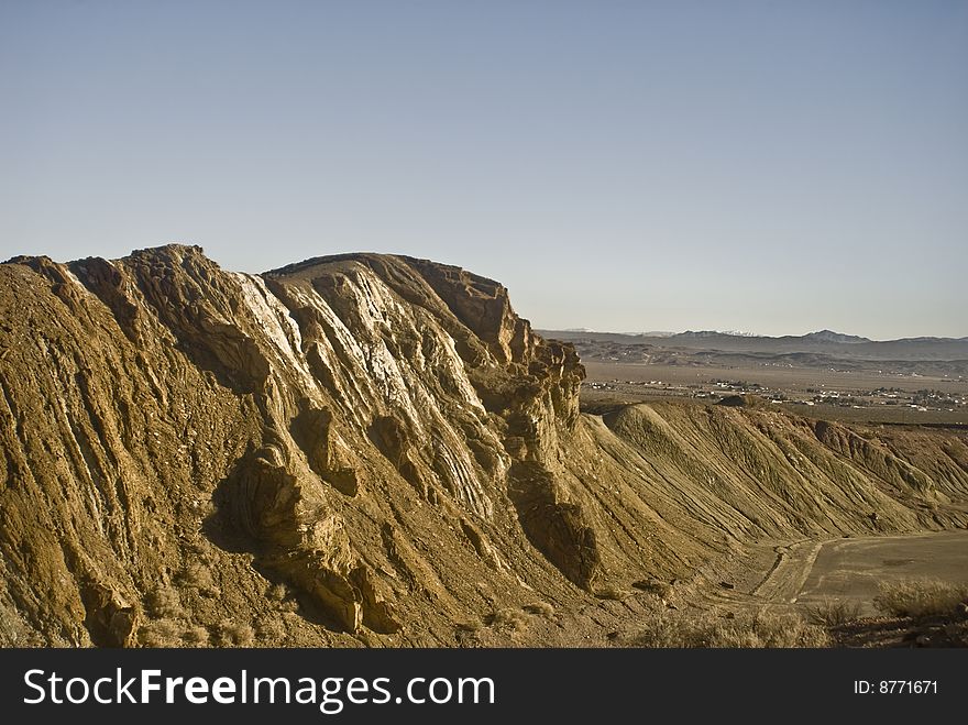 This is a high desert cliff near Barstow, California, in the Mojave Desert.