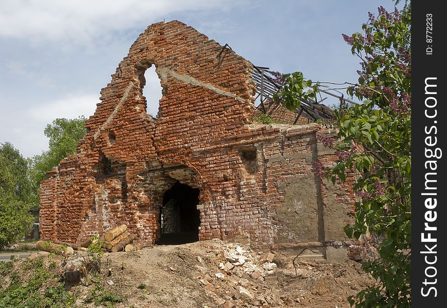 Old destroyed brick building