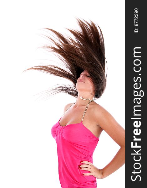 Woman with long flapping hairs