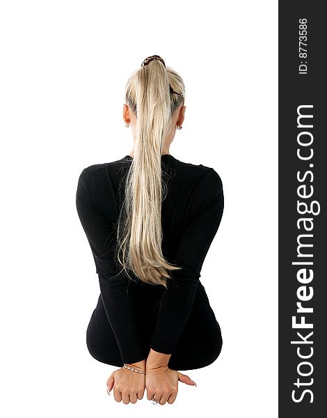 Back side of blond girl