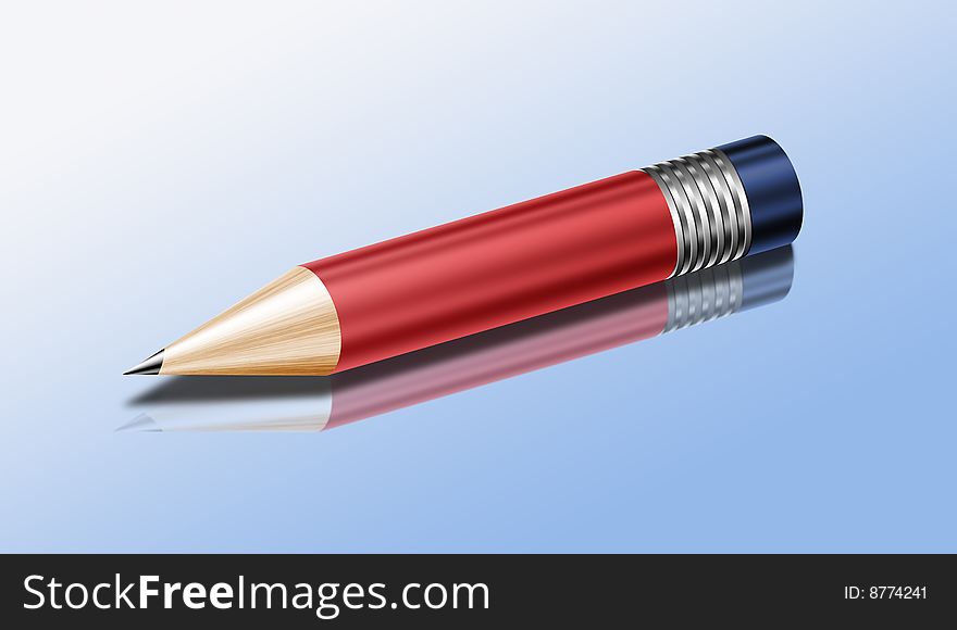 Pencil isolated against blue background