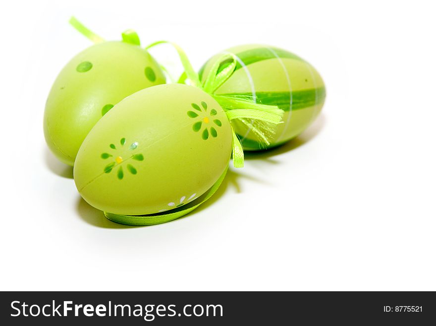 Easter green eggs isolated on white. Easter green eggs isolated on white