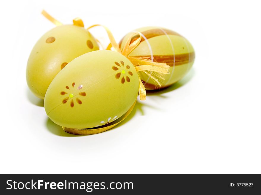 Easter yellow eggs isolated on white. Easter yellow eggs isolated on white