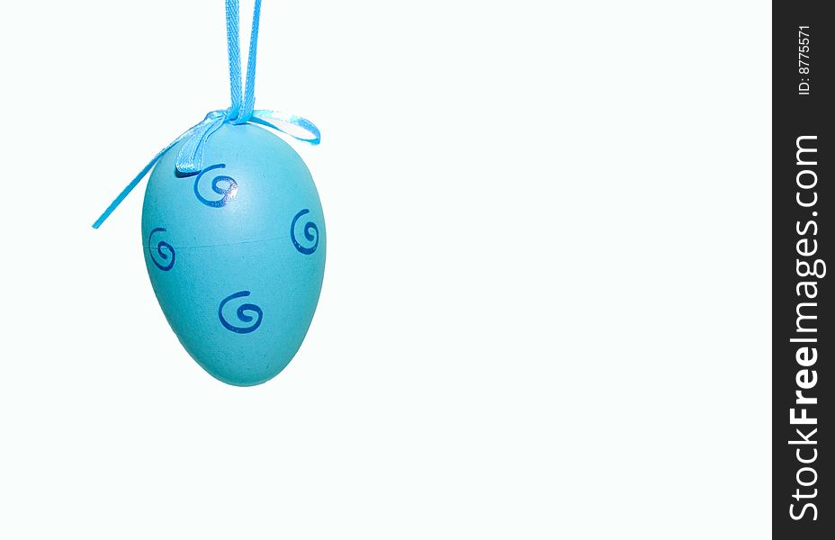 Blue easter egg isolated on white