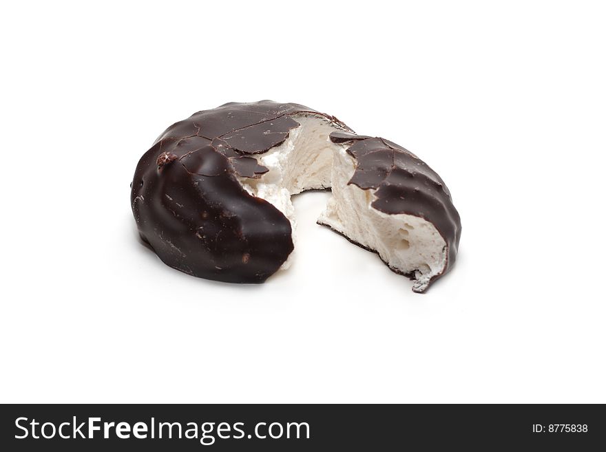 Zephyr in chocolate, is broken but part insulated on white background