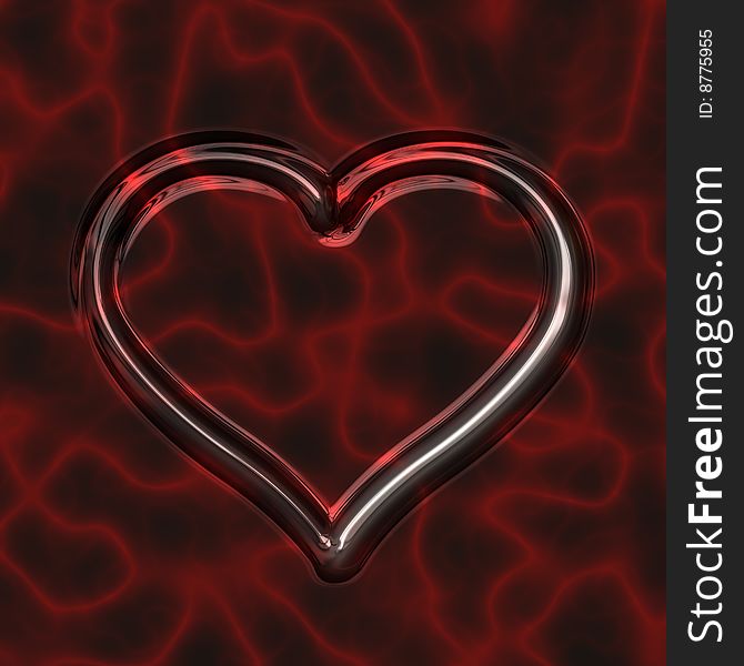 Texture of deep red transparent heart on fire background. Texture of deep red transparent heart on fire background