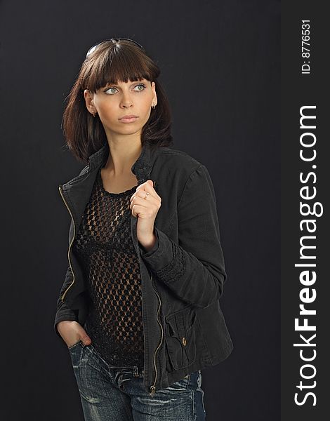 Young beautiful woman in jacket