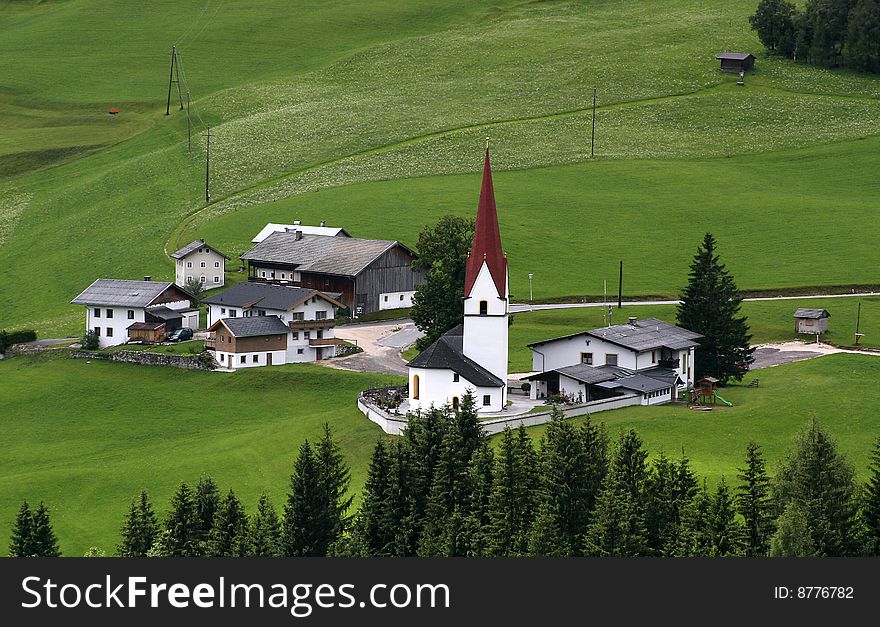 The village of Steinberg am Rofan in the Tirol. The village of Steinberg am Rofan in the Tirol