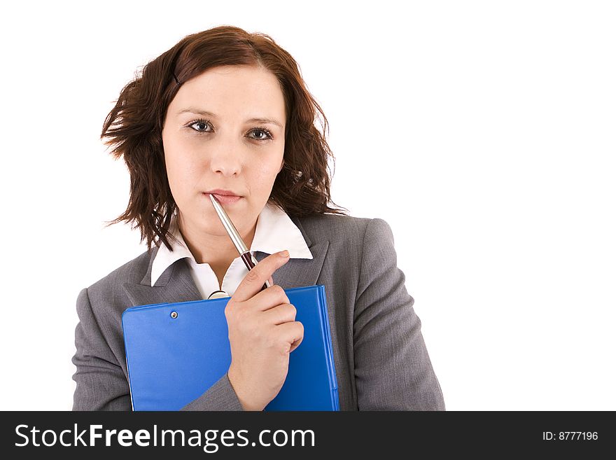 Business woman on a white background