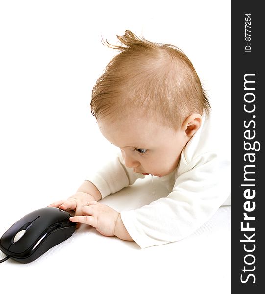 Baby playing on white background. Baby playing on white background