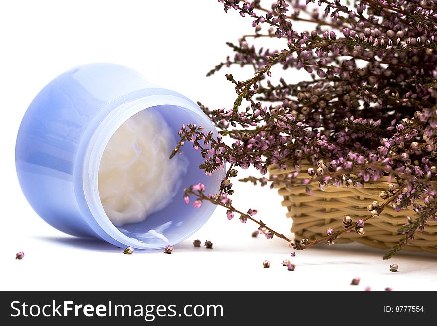 Jar of cream with lavender